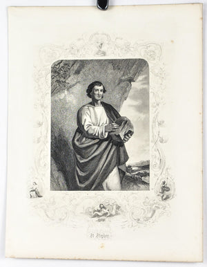 Saint Stephen 1868 Antique Bible Original Engraving Print