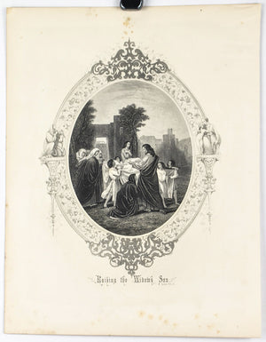 Raising the Widows Son 1868 Antique Bible Original Engraving Print