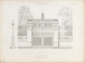 1859 Architecture Antique Print Wrought Iron Gate (Porte En Fer Forge)