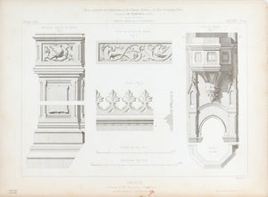 1872 Architecture Antique Print Organ Carpentry Design Church Cathedral (Orgue)