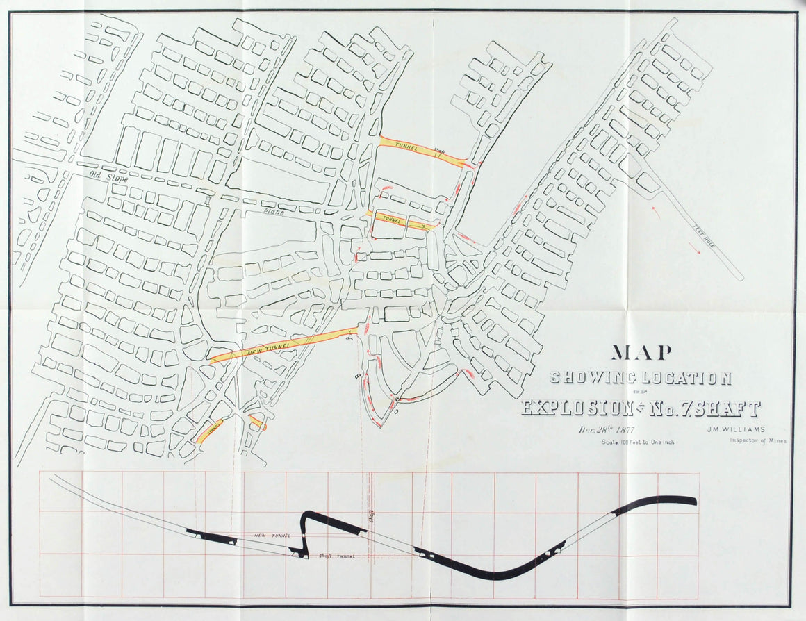 Mine Explosion Audenreid Colliery Pennsylvania Antique Map 1878
