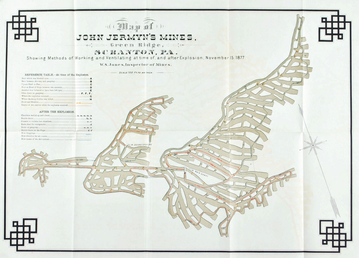 John Jermyn's Mines Scranton Pennsylvania Antique Map 1878