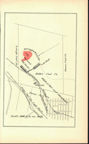 Butler Coal Co Fire Pennsylvania Antique Map 1878