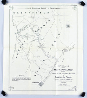 Bell's Gap Coal Field Allegheny Mountain Pennsylvania Antique Map 1877