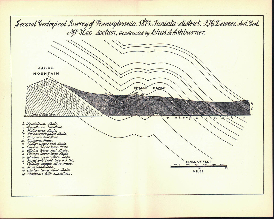 Juniata McKee Pennsylvania Antique Geology Map 1878