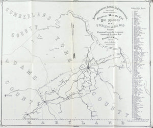 Ore Ranges in York & Adams Counties Pennsylvania Antique Map 1876