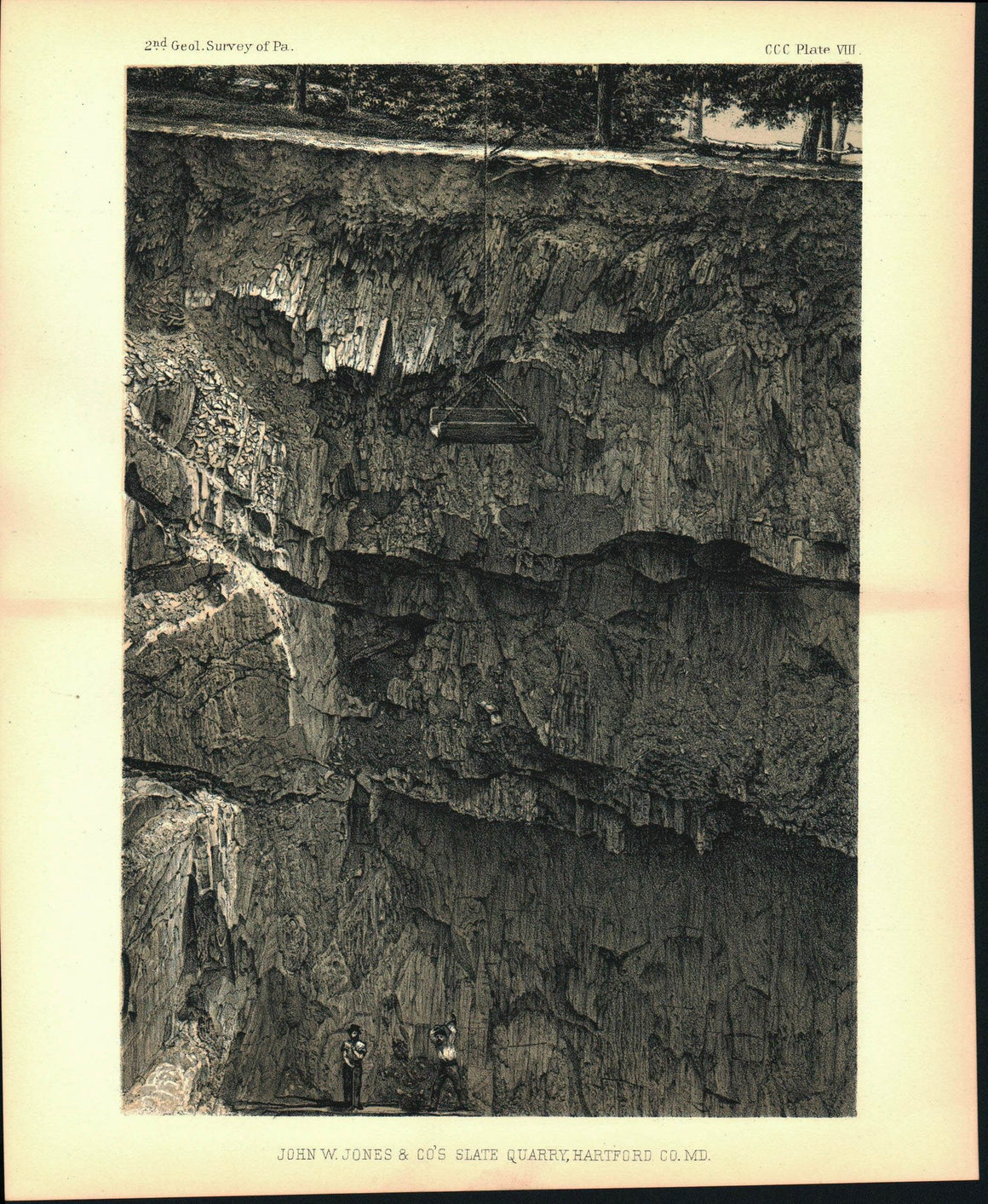 Slate Quarry Hartford County Maryland Antique Print 1880