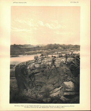 Bald Friars Indian Sculptures Susquehanna River Maryland Antique Print 1880 B