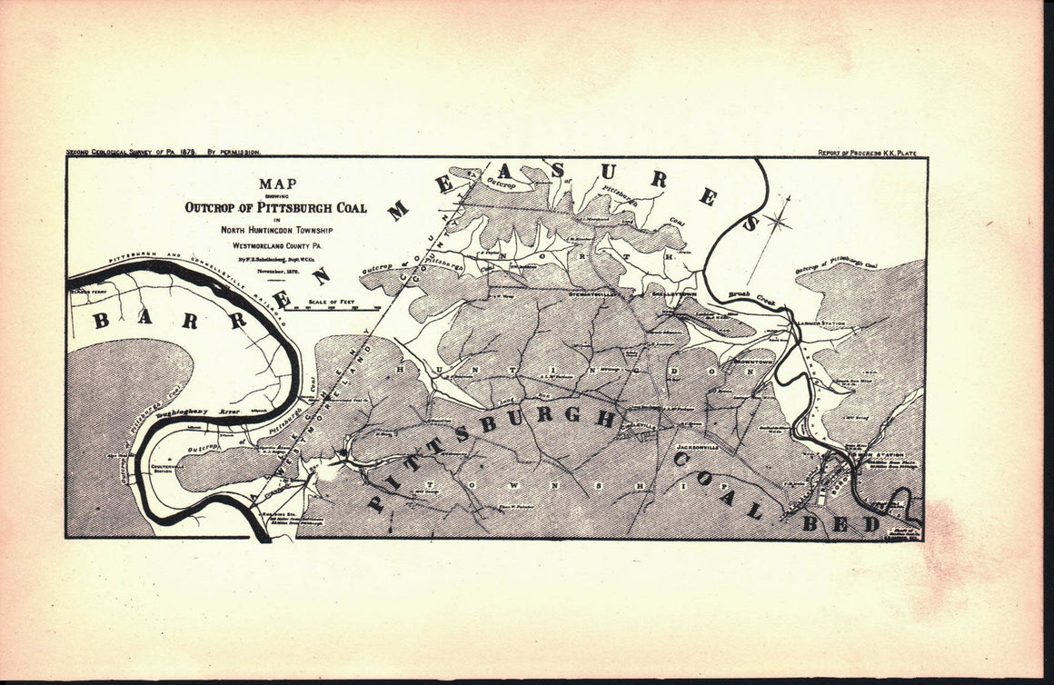 Pittsburg Coal Westmoreland County Pennsylvania Antique Map 1877