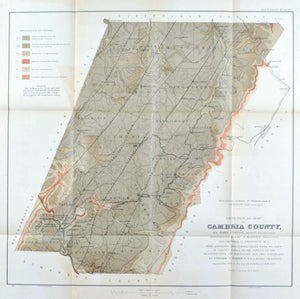 Cambria County Pennsylvania Antique Map 1877