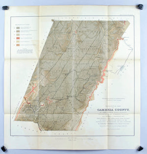 Cambria County Pennsylvania Antique Map 1877