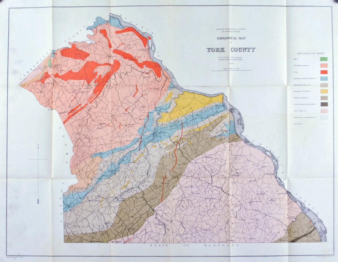 York County Pennsylvania Antique Map 1880