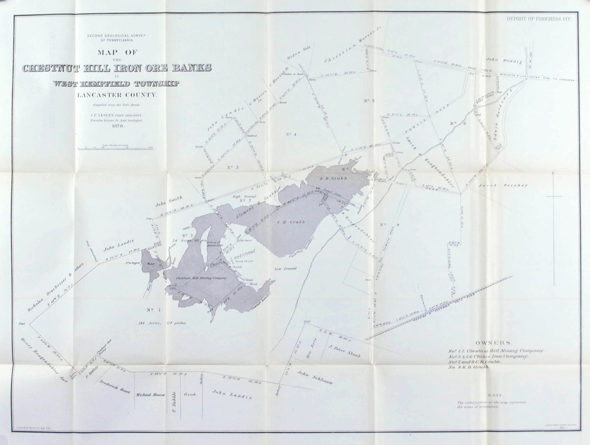 Chestnut Hill Iron Ore Banks Lancaster County Pennsylvania Antique Map 1880