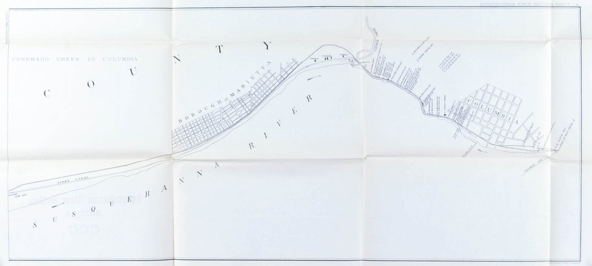 Susquehanna River Lancaster County Pennsylvania Antique Map 1880 D