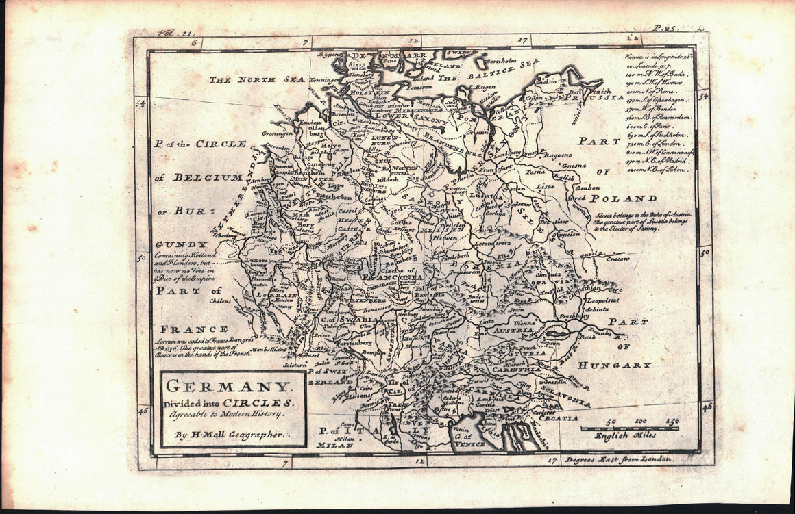 1735 Germany Divided into Circles - Moll