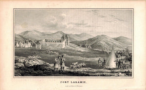 Fort Laramie (Wyoming) 1845 Antique Litho Print by E. Weber & Co Baltimore