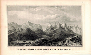 Central Chain Of The Wind River Mountains 1845 Antique Litho Print by Weber