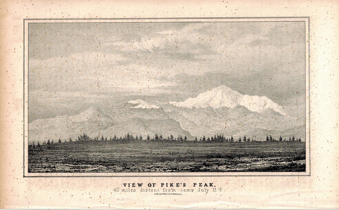 View Of Pike’s Peak 1845 Antique Litho Print by E. Weber & Co Baltimore