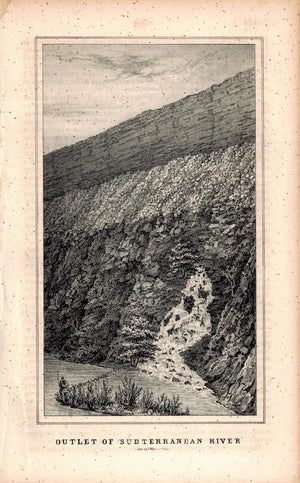 Outlet Of Subterranean (Subterranian) River 1845 Antique Litho Print by Weber