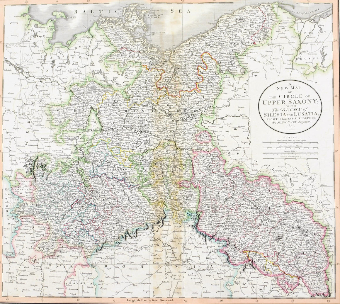 1808 A New Map of the Circle of Upper Saxony - Cary