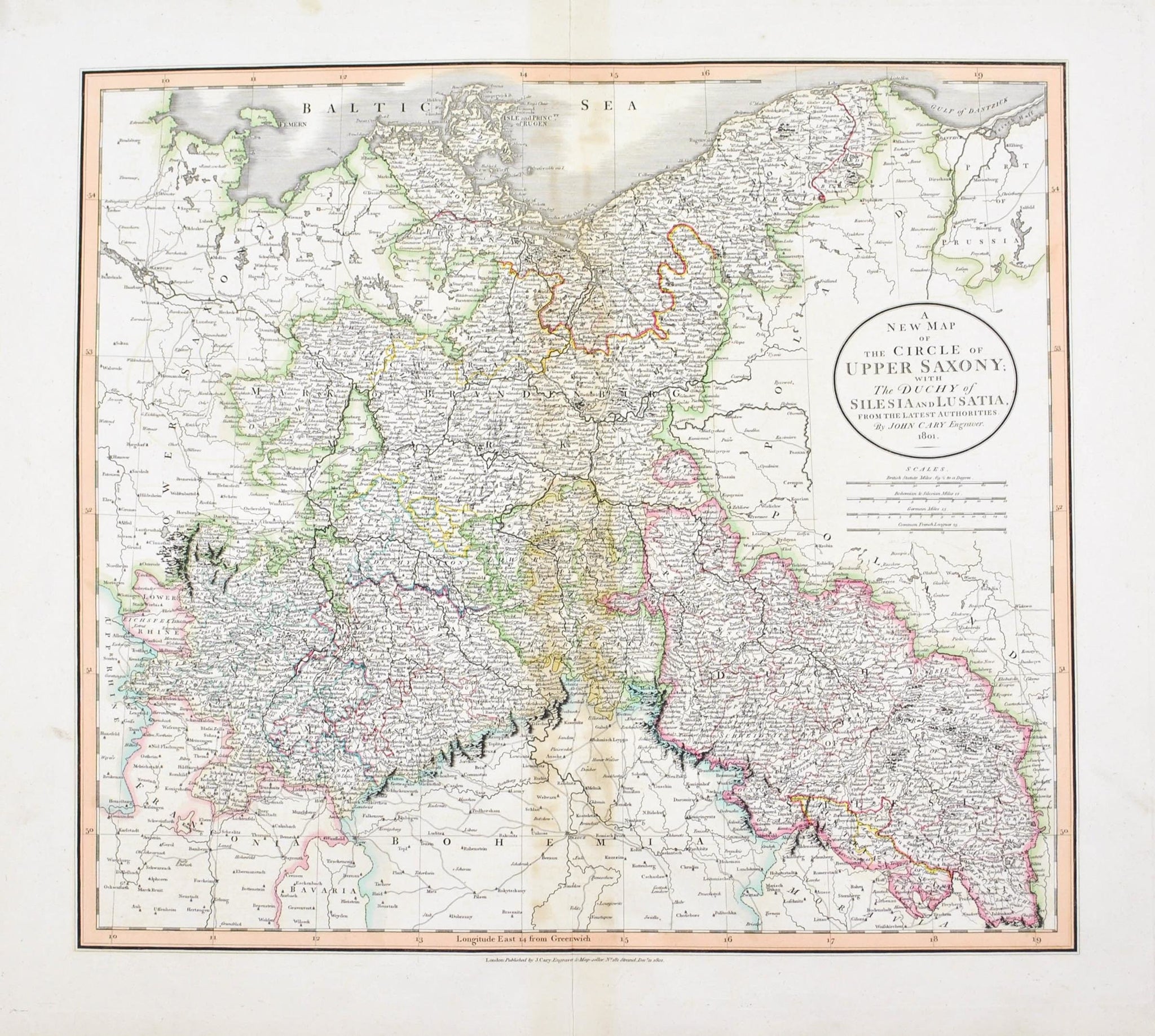 1808 A New Map of the Circle of Upper Saxony - Cary - Historic Accents