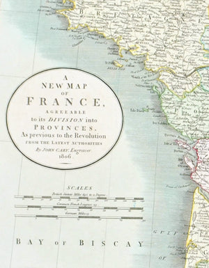 1808 A New Map of France - Cary
