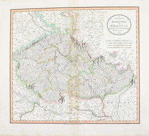1808 A New map of Bohemia and Moravia - Cary