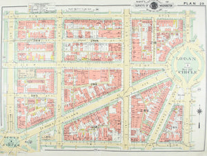 Washington DC Logan Circle Vintage Baist City Map 1957