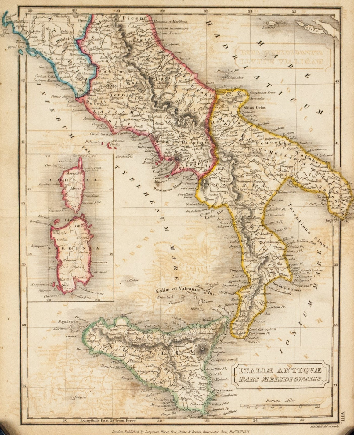 1822 Italiae Antiquae, Pars Meridionalis - Hall