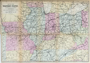1867 Map of the Western States - Edward Hall