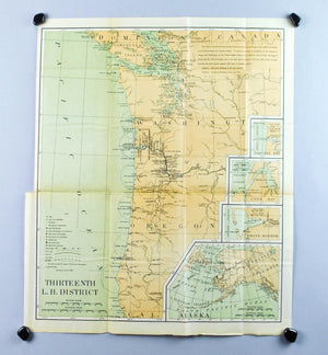 Lighthouse Washington Oregon Antique Map 1900