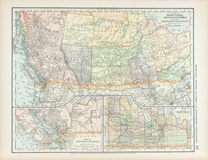 1891 Map of Manitoba, British Columbia and the Northwest Territories