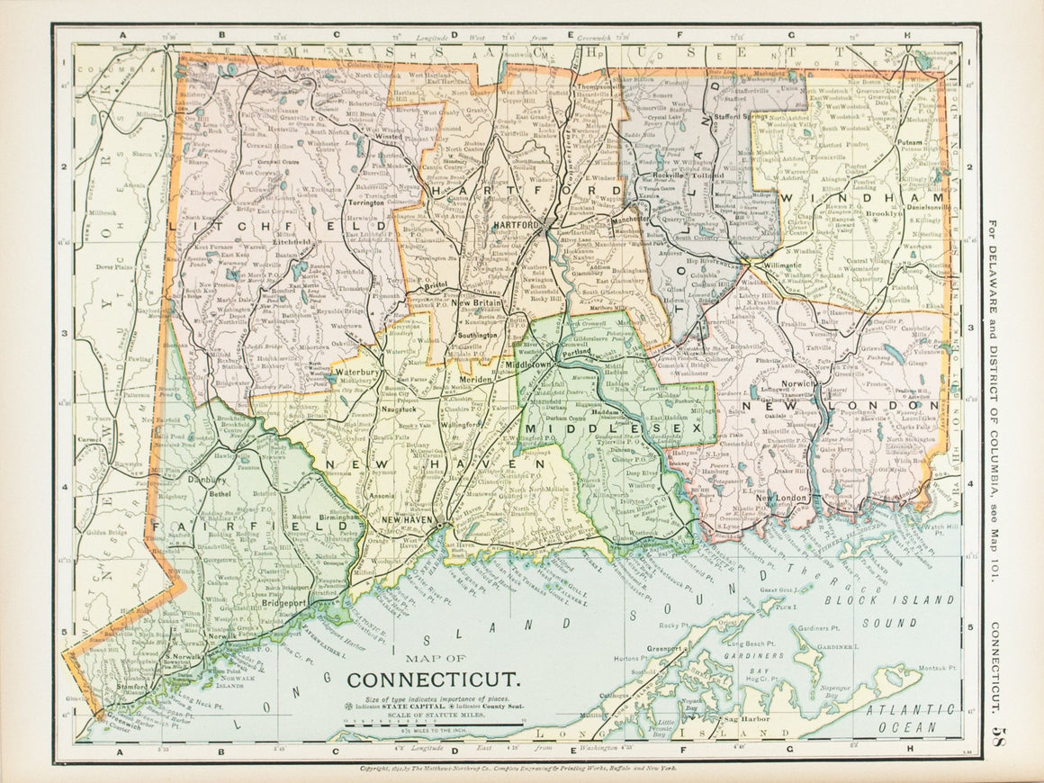 1891 Map of Connecticut