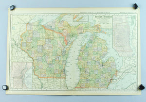 1891 Map of Michigan and Wisconsin