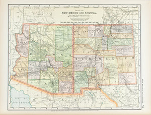 1891 Map of New Mexico and Arizona