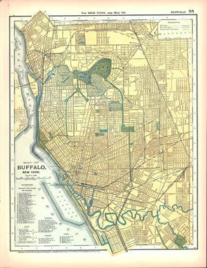 Buffalo New York Antique Map 1891