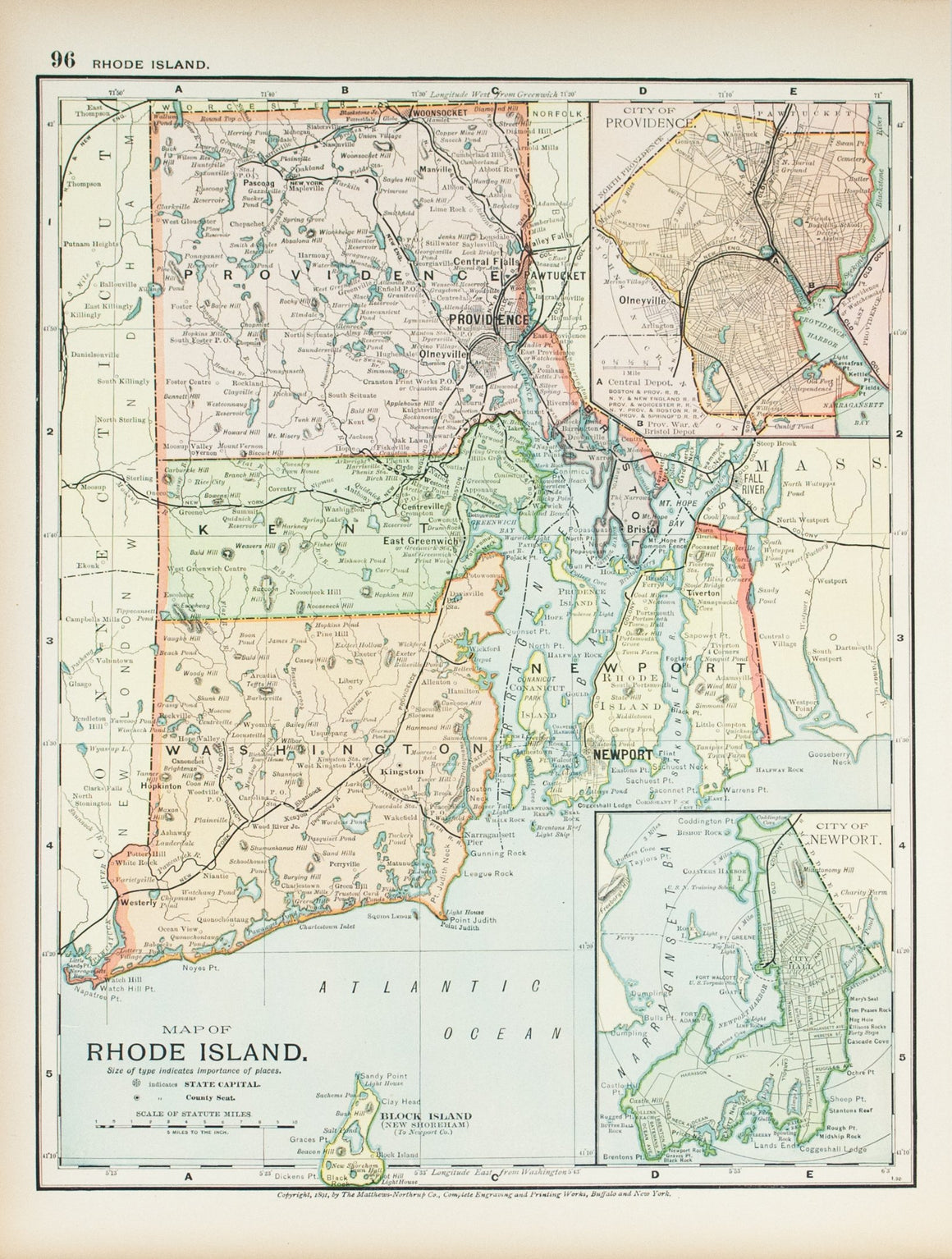 1891 Map of Rhode Island