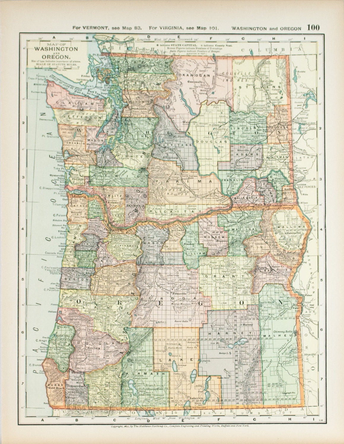 1891 Map of Washington and Oregon