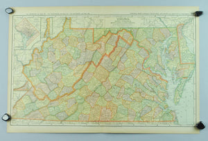 1891 Map of Virginia Maryland Delaware and West Virginia