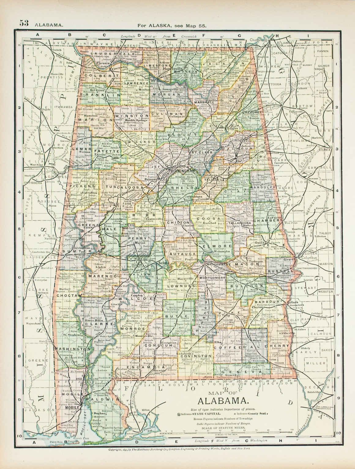 1891 Map of Alabama