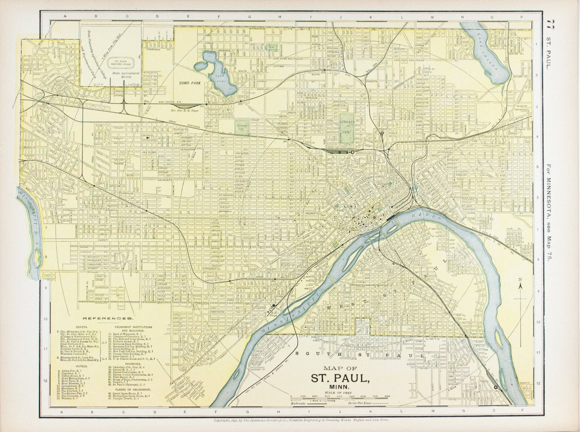 1891 Map of Detroit Michigan