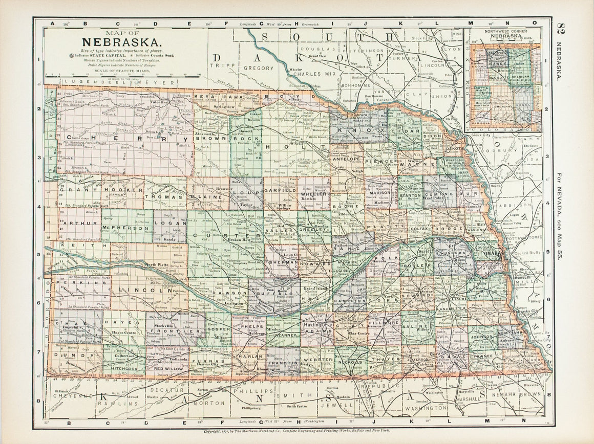 1891 Map of Nebraska