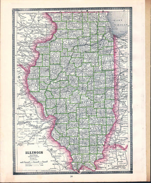 1884 Railroad & County Map of Michigan & Wisconsin - Cram
