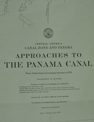 Panama Canal Nautical Chart Vintage Map 1965