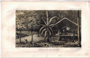 Indian Hut On The Pepe Columbia 1854 Original Antique Litho Print