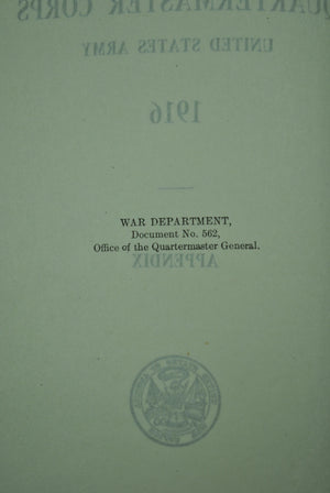 Manual For The Quartermaster Corps US Army Vol 2 Appendix 1916