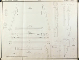 Trestle Details Bridge Building Engineering US Army Antique Print 1869