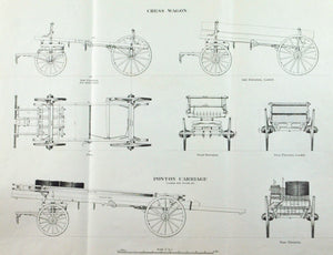 Chess Wagon Bridge Building Engineering US Army Antique Print 1869
