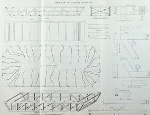 Canvas Ponton Details Bridge Building Engineering US Army Antique Print 1869
