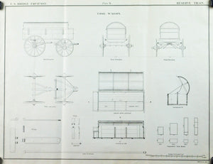 Tool Wagon Bridge Building Engineering US Army Antique Print 1869